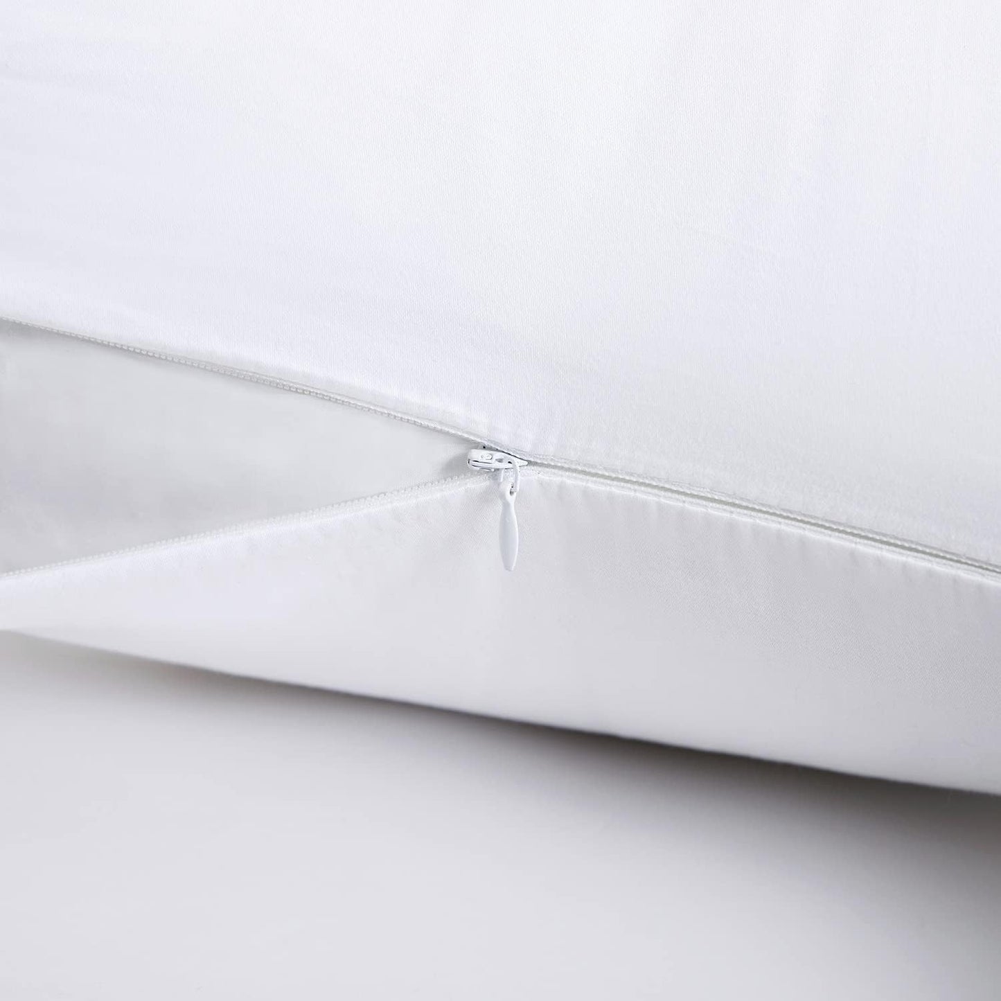 COMO DESIGN 4 PAIRS White Zippered Pillow Cases Standard Size, Allergy-Free and Breathable Pillow Protectors, 100% Cotton