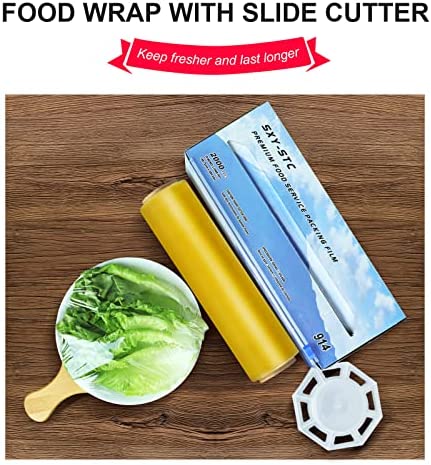Plastic Food Wrap With Slide Cutter 12"wide 2000 Feet Long Home and Commercial Use Food Service