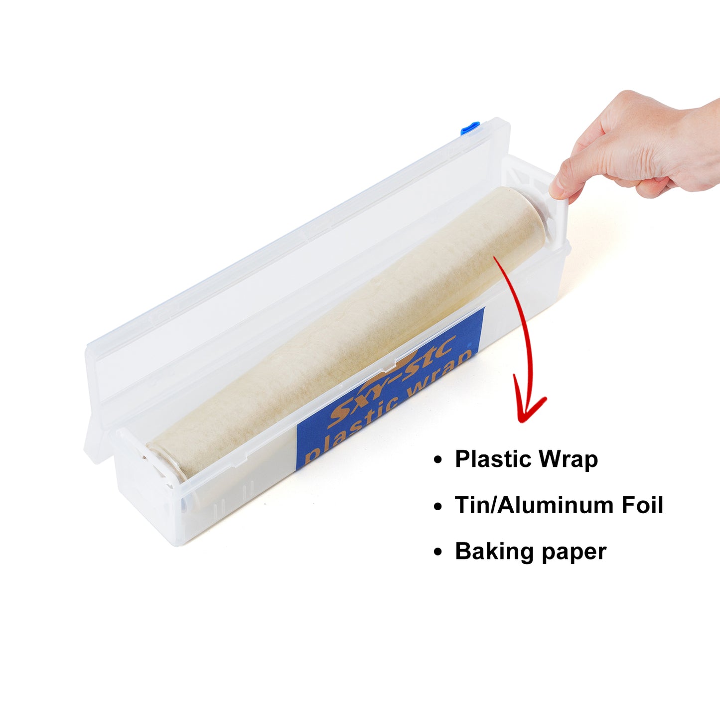 SXY-STC Refillable plastic Food Wrap Dispenser Organizer reusable plastic wrap dispenser 12inch 250 Feet Hold max 350 feet