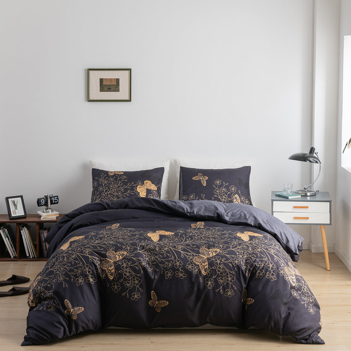 Microfiber printed golden flower duvet