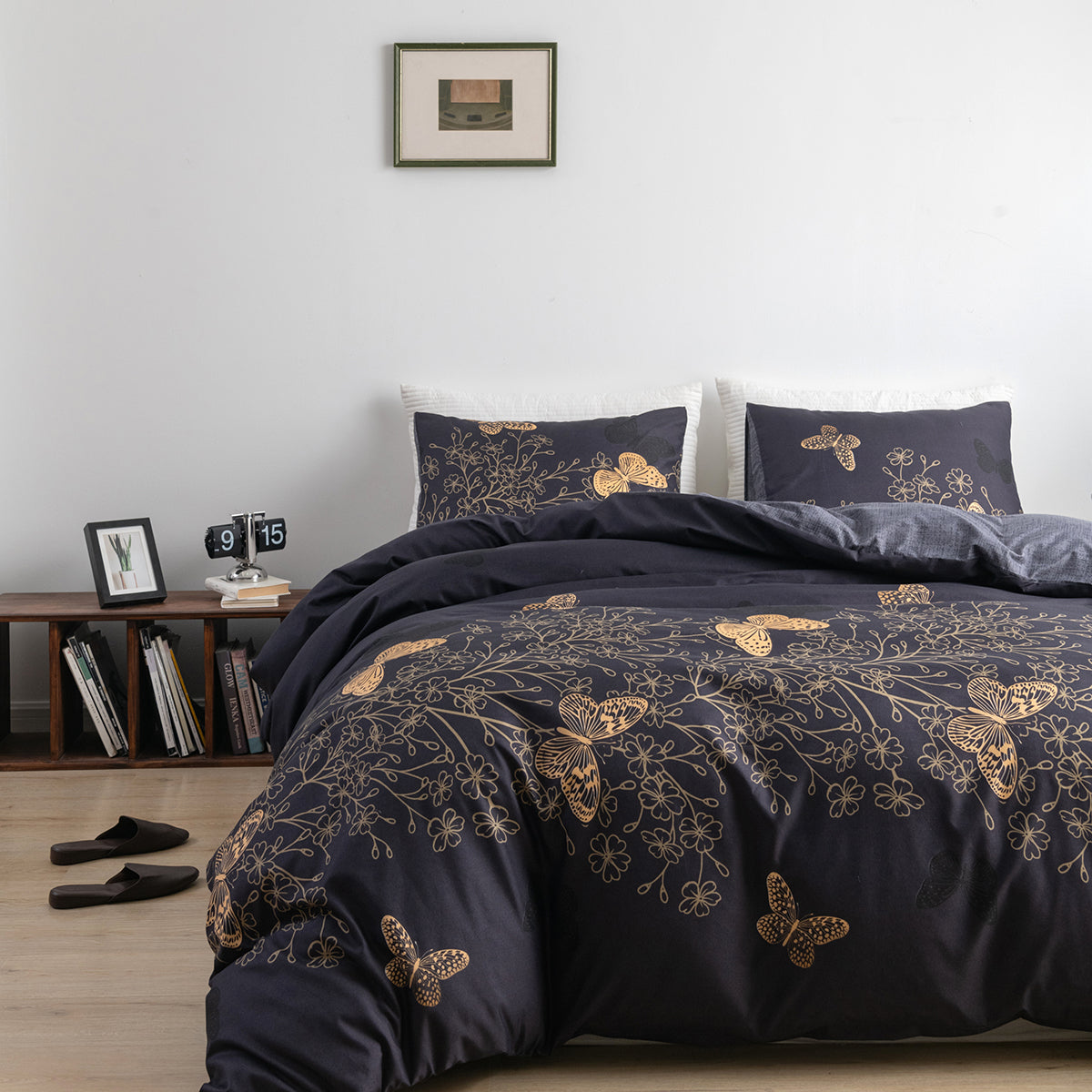 Microfiber printed golden flower duvet