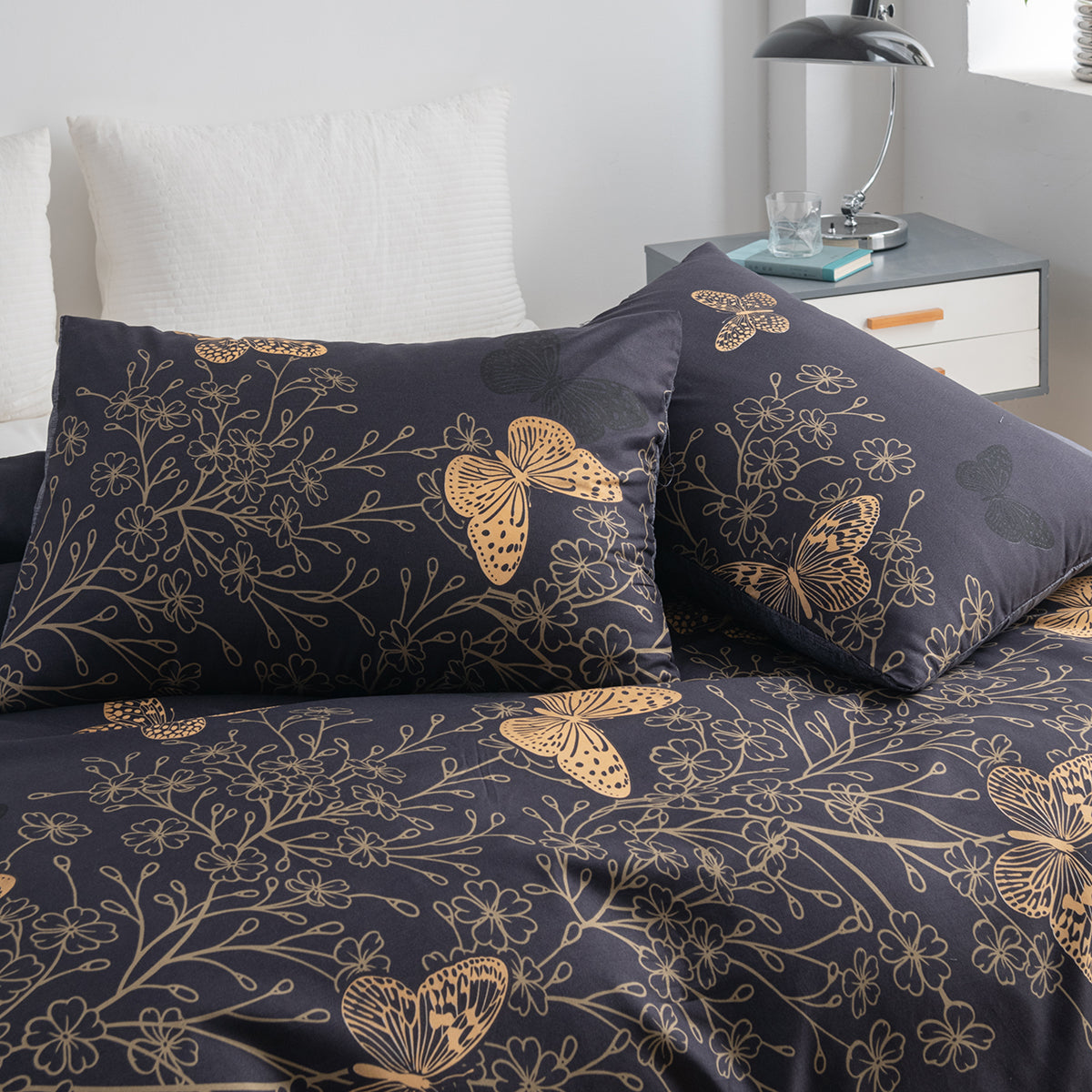 Microfiber printed golden flower duvet