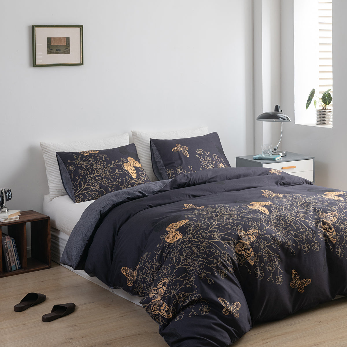 Microfiber printed golden flower duvet