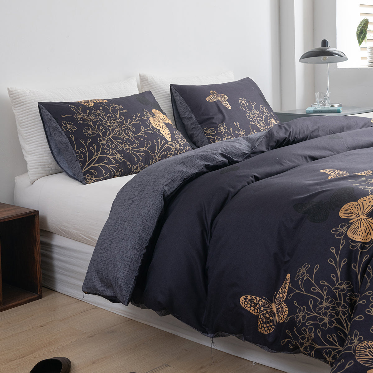 Microfiber printed golden flower duvet