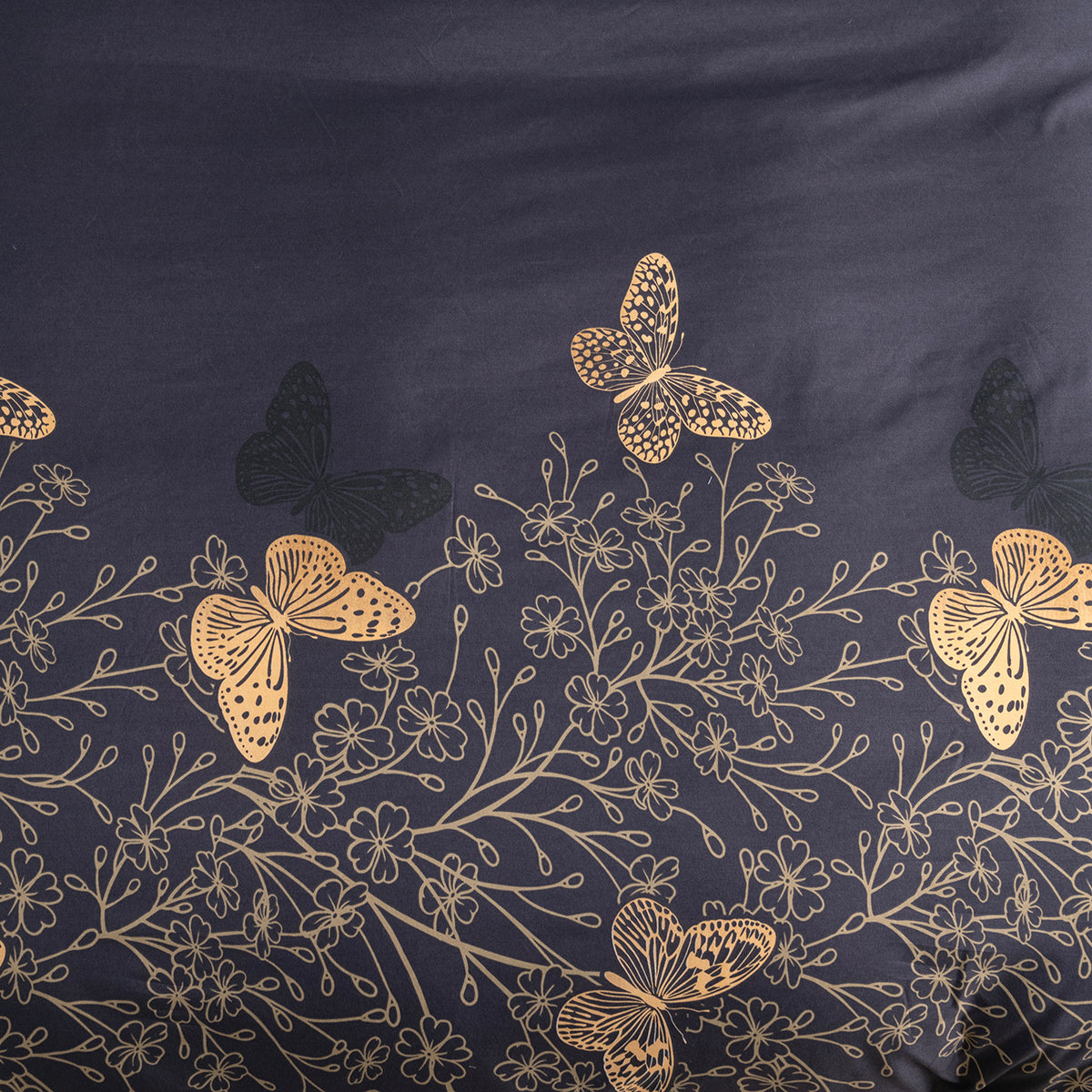 Microfiber printed golden flower duvet