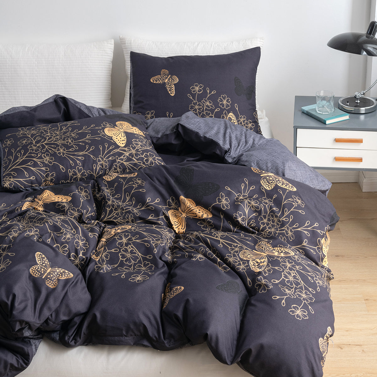 Microfiber printed golden flower duvet