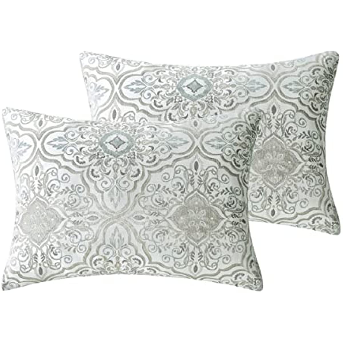 Comforter Set King 5 Pieces Mint Green Luxury Jacquard with Microfiber Pintuck with Embossing